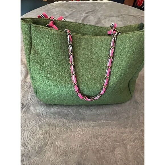 Bath & Body Works Tote Bag Goldie Limited Edition Olive Green Metal Chain Strap - Picture 2 of 10